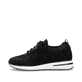 Schwarze remonte Damen Slipper D1G12-00 mit einem Gummizug. Schuh Außenseite.