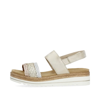 Metallische remonte Riemchensandalen D0Q56-90 mit einem Klettverschluss. Schuh Außenseite.