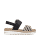 Sandales compensées remonte noires vegan pour femme D0Q62-03. Côté intérieur de la chaussure.