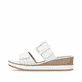 Weiße remonte Damen Pantoletten D6463-80 mit trendiger Schnalle. Schuh Außenseite.
