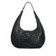 Sac à main remonte Q0774-00 noir tressé et avec compartiment zippé. Devant.