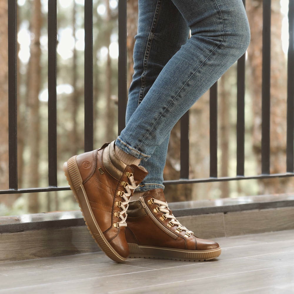 braune remonte Schnürstiefel D0781-24 getragen