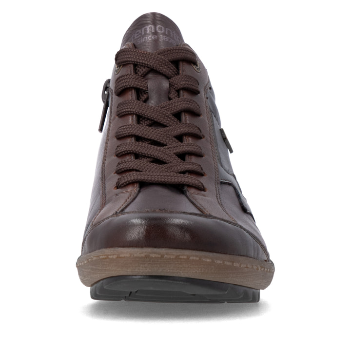 Braun-bronzene remonte Damen Schnürstiefel R1454-26. Schuh von vorne.