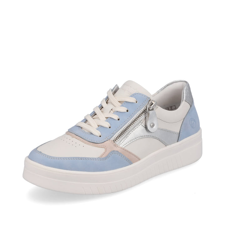 Macciatoweiße remonte Damen Sneaker D0J01-82 mit einer besonders leichten Sohle. Schuh seitlich schräg