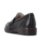 Schwarze remonte Damen Loafer D0F05-00 mit einem Gummizug. Schuh von hinten.