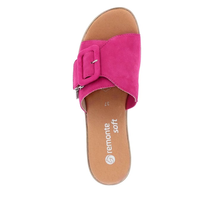 remonte mules roses femmes D0N56-31 avec une fermeture velcro. Chaussure vue de dessus.
