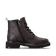 Dunkelbraune remonte Damen Schnürstiefel D1W83-25 mit einem Reißverschluss. Schuh Innenseite.