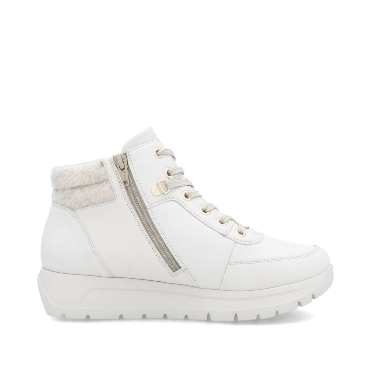 Weiße remonte Damen Kurzstiefel D2V71-80 mit wasserabweisender TEX-Membran. Schuh Innenseite.