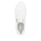 Weiße remonte Damen Sneaker Low D1G09-80 mit einem Reißverschluss. Schuh von oben.