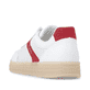 Weiße remonte Damen Sneaker D2C08-80 mit einer Schnürung sowie Komfortweite G. Schuh von hinten.