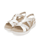 Metallische remonte Riemchensandalen D2K53-91 mit einem Klettverschluss. Schuhpaar seitlich schräg.