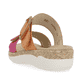 Orangene remonte Damen Pantoletten R6858-38 mit einem Klettverschluss. Schuh von hinten.