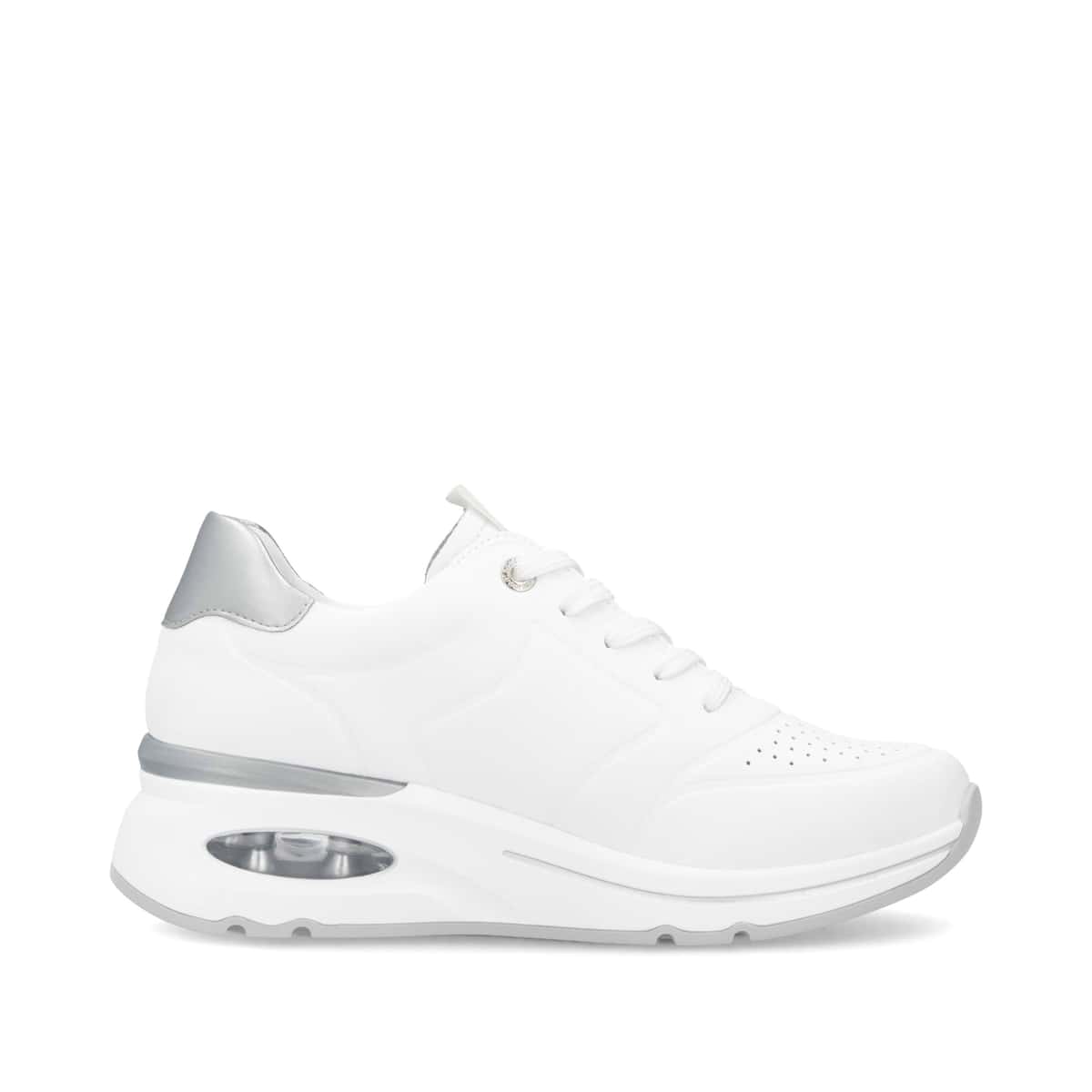 Weiße remonte Damen Sneaker Low D2H02-80 mit einer Schnürung sowie Extraweite H. Schuh Innenseite.