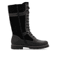 Tiefschwarze remonte Damen Schnürstiefel D9380-02 mit Flip-Grip Sohle. Schuh Innenseite.