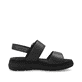 Schwarze remonte Keilsandaletten D2K50-00 mit einem Klettverschluss. Schuh Innenseite.