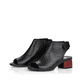 Schwarze remonte Riemchensandaletten R8770-01 mit einem Klettverschluss. Schuhpaar seitlich schräg.