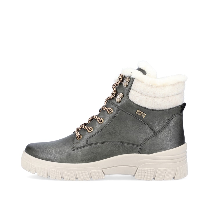 
Grüngraue remonte Damen Schnürstiefel D0E71-52 mit Schnürung und Reißverschluss. Schuh Außenseite