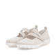 Ballerines remonte beiges pour femme R3519-60 avec fermeture velcro. Chaussures inclinées sur le côté.