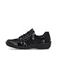 Baskets basses remonte noires pour femme R7637-04 avec fermeture éclair. Côté extérieur de la chaussure.