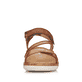 Karamellbraune remonte Damen Riemchensandalen R6850-22 mit einem Klettverschluss. Schuh von vorne.