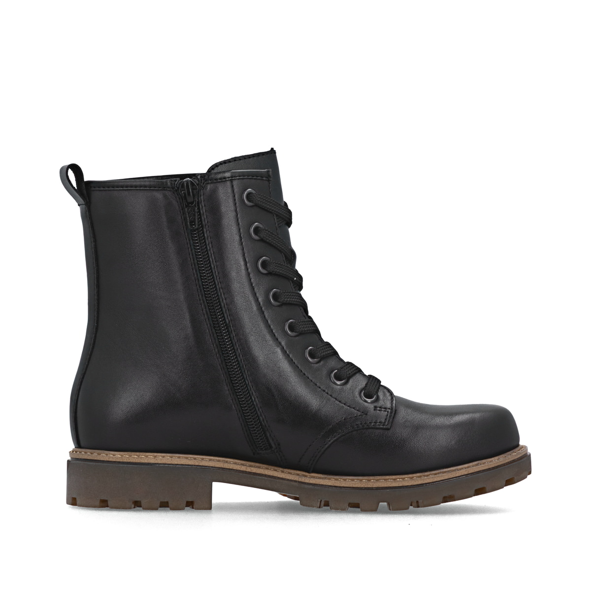 Schwarze remonte Damen Schnürstiefel D3C70-00 mit wasserabweisender TEX-Membran. Schuh Innenseite.
