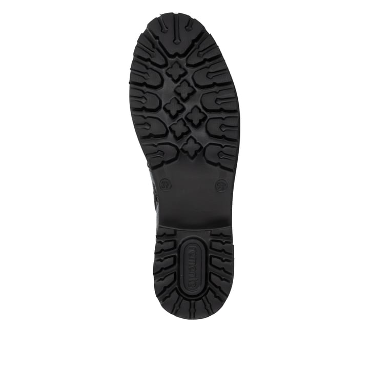 Vegane, schwarze remonte Damen Schnürstiefel D8683-03 mit einem Reißverschluss. Schuh Laufsohle.