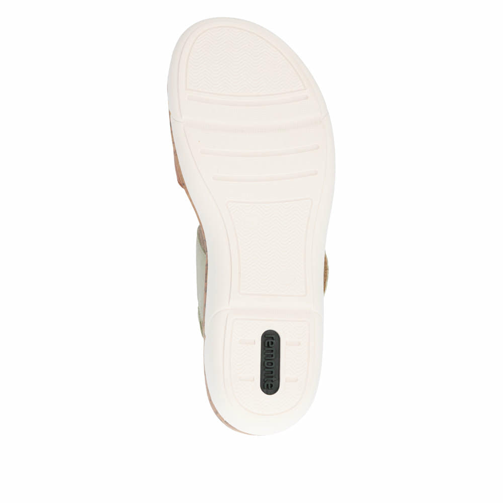 Braungrüne remonte Riemchensandalen R6853-24 mit trendiger Schnalle. Schuh Laufsohle.