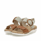 Braungrüne remonte Riemchensandalen R6853-24 mit trendiger Schnalle. Schuhpaar seitlich schräg.