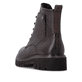 Dunkelbraune remonte Damen Schnürstiefel D1W83-25 mit einem Reißverschluss. Schuh von hinten.