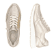 Metallische remonte Damen Sneaker Low D2G01-90 mit einem Reißverschluss. Schuh von oben, liegend.