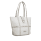 Cabas remonte Q0764-80 blanc avec accents métalliques et fermeture éclair. Côté gauche.