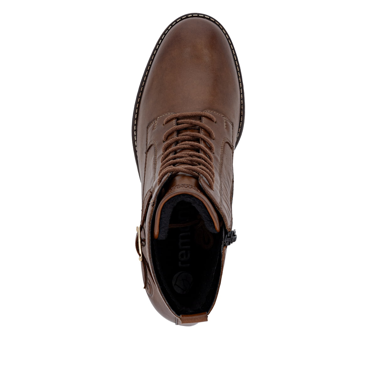 Bottines remonte marron pour femme D2A74-25 avec fermeture éclair. Semelle extérieure de la chaussure.