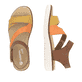 Braune remonte Riemchensandalen D2050-25 mit einem Klettverschluss. Schuh von oben, liegend.