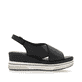 Nachtschwarze remonte Keilsandaletten D1P53-00 mit einem Klettverschluss. Schuh Innenseite.