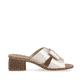 Goldene remonte Damen Pantoletten R8759-90 mit Gummizug sowie leichter Sohle. Schuh Innenseite.