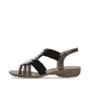 Nachtschwarze remonte Damen Riemchensandalen R3605-02 mit Elastikeinsatz. Schuh Außenseite.