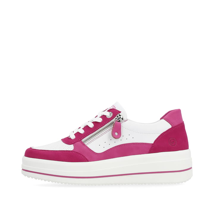 Weiße remonte Damen Sneaker D1C00-81 mit Reißverschluss sowie der Komfortweite G. Schuh Außenseite.