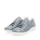 Blaue remonte Damen Schnürschuhe D1E02-14 mit einem Reißverschluss. Schuhpaar seitlich schräg.
