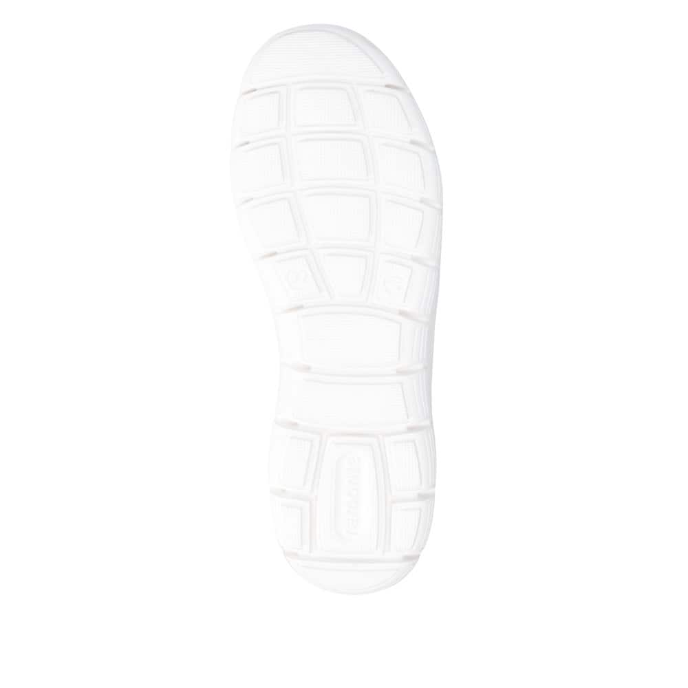 Mocassins remonte bleus pour femme D3G02-14 avec bande élastique. Semelle extérieure de la chaussure.