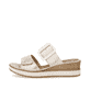 Beige remonte Damen Pantoletten D6463-60 mit einem Klettverschluss. Schuh Außenseite.