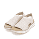 Rosane remonte Riemchensandalen D1J55-31 mit Gummizug sowie weicher Einlegesohle. Schuhpaar seitlich schräg.