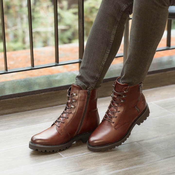 braune remonte Schnürstiefel D8656-25 getragen