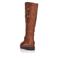Braune remonte Hochschaftstiefel R6590-22 mit einem Reißverschluss. Schuh von hinten.