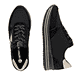 Schwarze remonte Damen Sneaker D1330-03 mit goldenen Details. Schuh von oben, liegend.