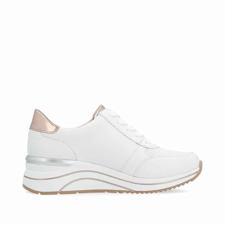 Weiße remonte Damen Sneaker Low D0T04-80 mit Reißverschluss sowie Extraweite H. Schuh Innenseite.