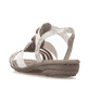 Beige remonte Riemchensandalen R3605-90 mit metallischem Finish sowie Gummizug. Schuh von hinten.
