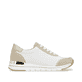 Weiße vegane remonte Damen Sneaker Low R6709-80 mit einem Reißverschluss. Schuh Innenseite.
