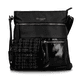Sac bandoulière remonte Q0729-01 en noir avec des bretelles ajustables et deux poches extérieures. Face avant.