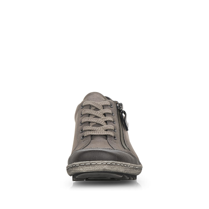 Graue remonte Damen Schnürschuhe R1402-44 mit wasserabweisender TEX-Membran. Schuh von vorne.