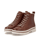 Braune remonte Damen Schnürstiefel D2U75-24 mit wasserabweisender TEX-Membran. Schuhpaar seitlich schräg.